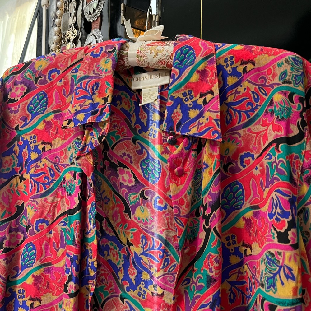 100% Silk vintage button down